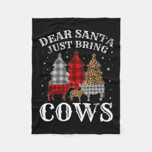 Dear Santa Just Bring Cows Christmas Buffalo Plaid Fleece Blanket