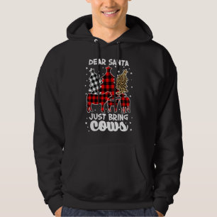 Dear Santa Just Bring Cows Christmas Buffalo Plaid Hoodie