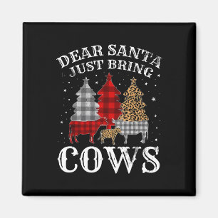 Dear Santa Just Bring Cows Christmas Buffalo Plaid Magnet