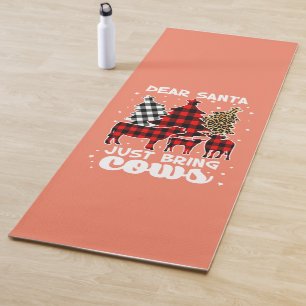 Dear Santa Just Bring Cows Christmas Buffalo Plaid Yoga Mat