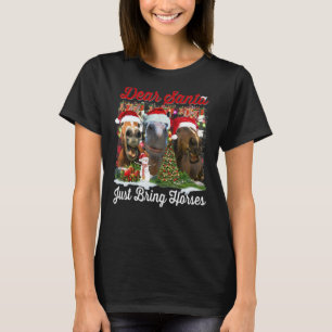 Dear Santa Just Bring Horses Christmas Light Tree T-Shirt
