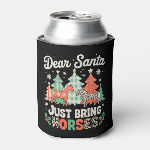 Dear Santa Just Bring Horses Leopard Christmas Can Cooler
