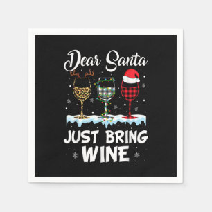 Dear Santa Just Bring Wine Leopard Christmas Light Napkin