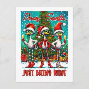 Dear Santa Just Bring Wine  Postcard