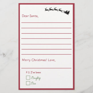 Dear Santa - Kids Letter To Santa Lined