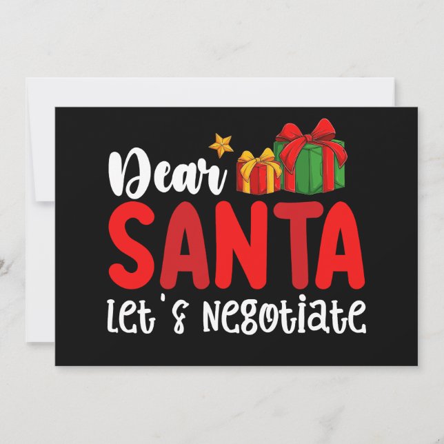 Dear Santa Let's Negotiate Family Christmas Holida Invitation (Front)