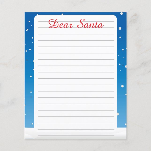 Dear Santa lined blank letter (Front)