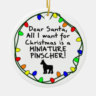 Dear Santa Miniature Pinscher Ceramic Tree Decoration