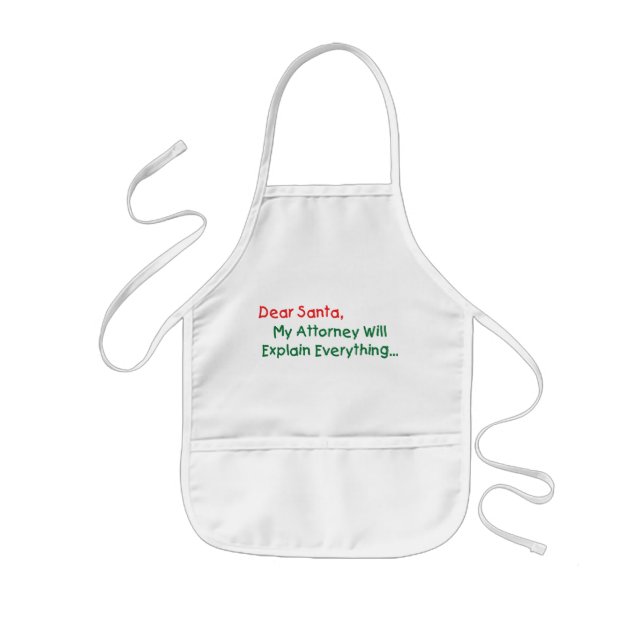 Dear Santa My Attorney Will Explain - Funny Xmas Kids Apron (Front)