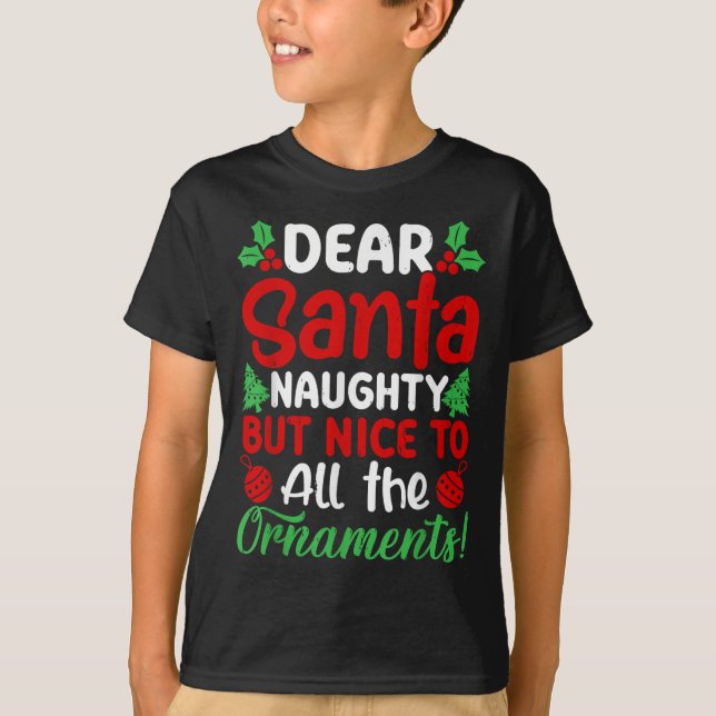 Dear Santa Naughty But Nice To All The Christmas O T-Shirt (Front)