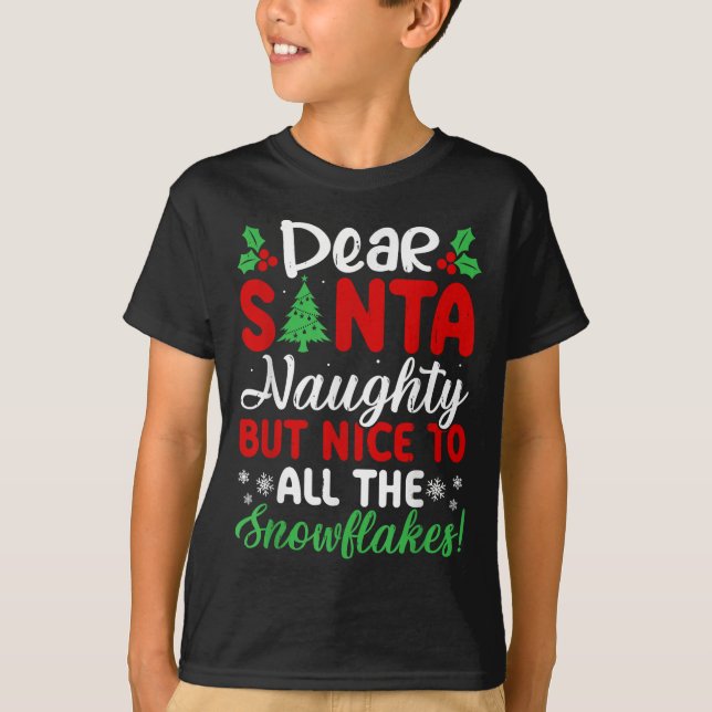 Dear Santa Naughty But Nice To All The Snowflakes! T-Shirt (Front)