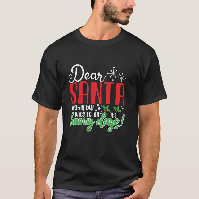 Dear Santa Naughty But Nice to All the Snowy Days  T-Shirt (Front)