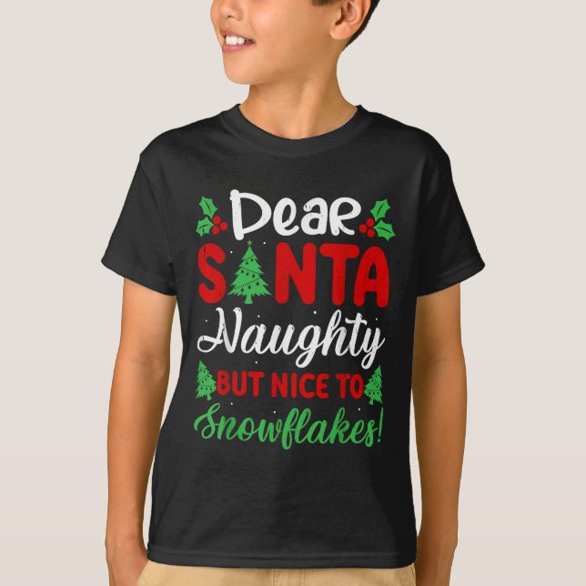 Dear Santa Naughty But Nice To Snowflakes! Funny C T-Shirt (Front)