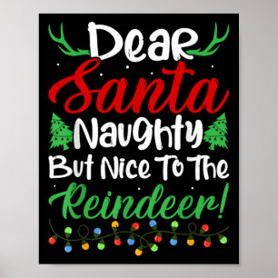 Dear Santa Naughty But Nice To The Reindeer! Funny Poster
