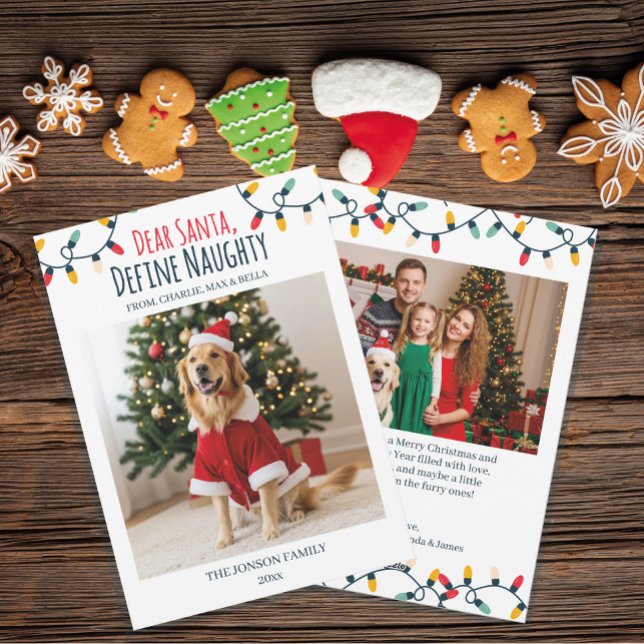 Dear Santa Naughty Funny Dog Christmas 2 Photos Holiday Card (Creator Uploaded)