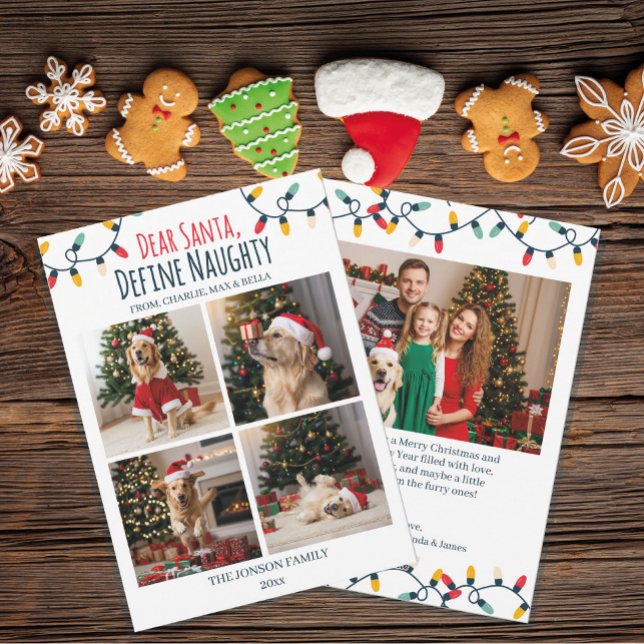 Dear Santa Naughty Funny Dog Christmas 5 Photos Holiday Card (Creator Uploaded)