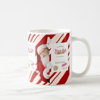 Dear Santa Nice List Certificate Red Candy Stripe Coffee Mug
