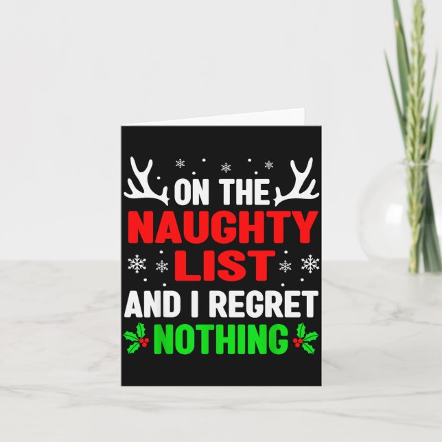 Dear Santa On Naughty List Funny Christmas Mens Wo Card (Front)