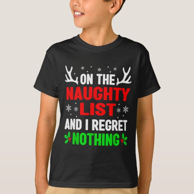 Dear Santa On Naughty List Funny Christmas Mens Wo T-Shirt (Front)