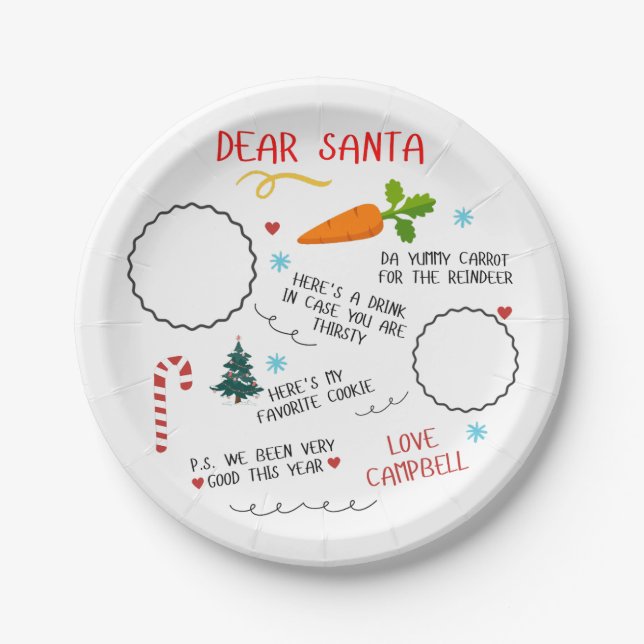 Dear Santa Paper Plate (Front)