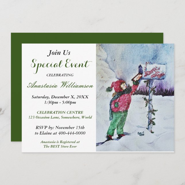 Dear Santa PARTY EVENT INVITE (Front/Back)