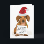 Dear Santa Paws Cute Dachshund Christmas Holiday Card<br><div class="desc">For dog lovers. A cute message to "Santa Paws" from a cute dachshund in a Santa hat. Ho! Ho! Ho!</div>