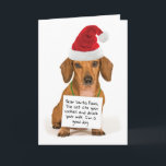 Dear Santa Paws Cute Dachshund Christmas Holiday Card<br><div class="desc">For dog lovers. A cute message to "Santa Paws" from a cute dachshund in a Santa hat. Ho! Ho! Ho!</div>