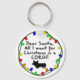 Dear Santa Pembroke Welsh Corgi Key Ring