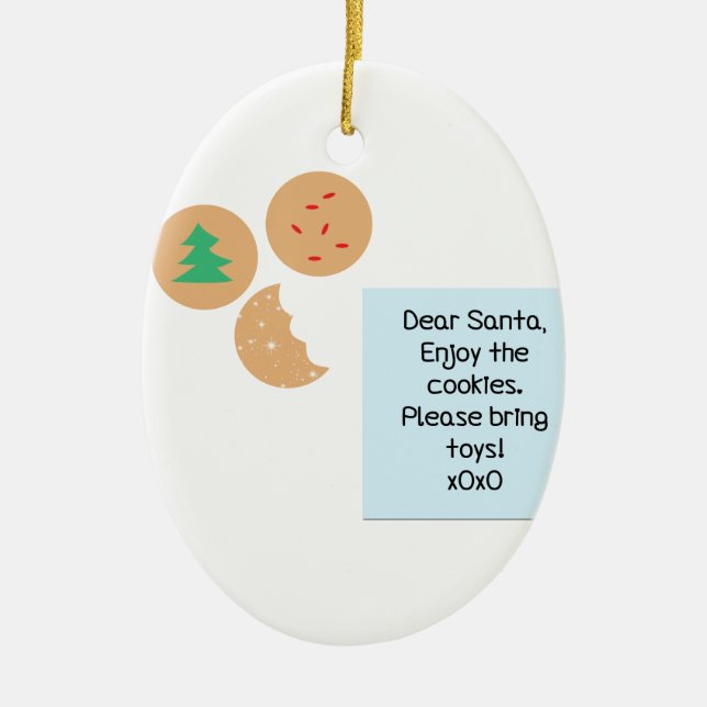 Dear Santa - Please Bring Toys Ceramic Tree Decoration (Front)