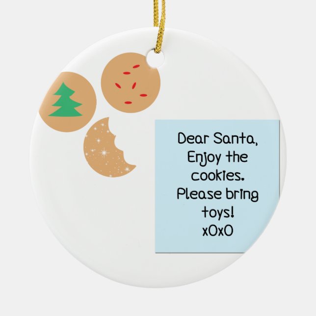 Dear Santa - Please Bring Toys Ceramic Tree Decoration (Front)
