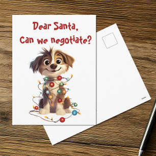 Dear Santa Puppy Christmas Postcard