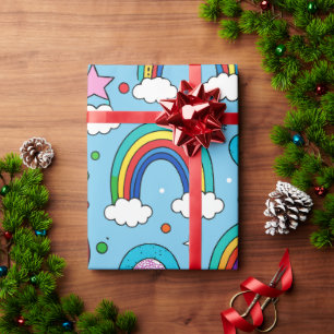 Dear Santa Rainbow Custom Pattern Wrapping Paper