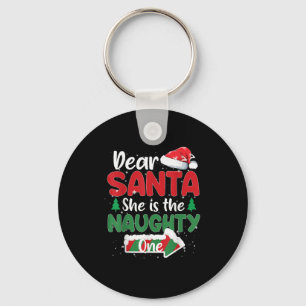 Dear Santa She Is The Naughty One Matching Couples Key Ring