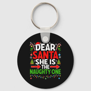 Dear Santa She's Naughty One Christmas Couple Paja Key Ring