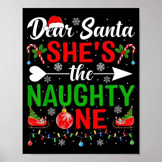 Dear Santa She's The Naughty One Couples Christmas Poster (Front)