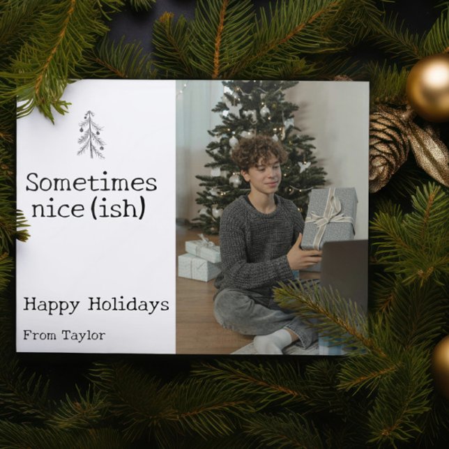 Dear Santa Sometimes Nice Christmas Personalised Holiday Card (Dear Santa Sometimes Nice Christmas Personalized Holiday Card by Ricaso. Ideal for teenagers)