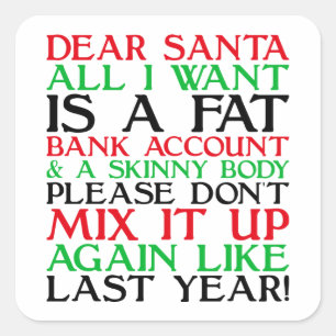 Dear Santa Square Sticker
