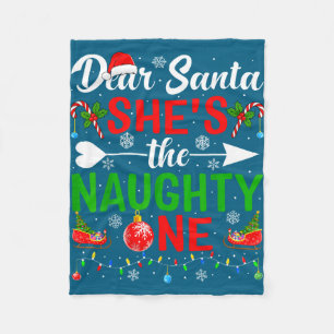 Dear santa the naughty one couples christmas fleece blanket