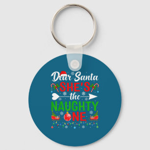 Dear santa the naughty one couples christmas key ring