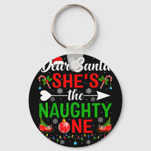 Dear santa the naughty one couples christmas key ring