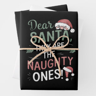 Dear Santa They Are The Naughty Ones Christmas Wrapping Paper Sheet