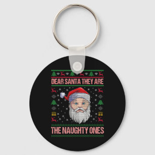 Dear Santa They Are The Naughty Ones Xmas Pyjamas Key Ring