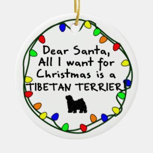 Dear Santa Tibetan Terrier Ceramic Ornament