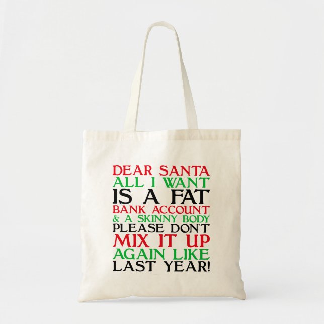Dear Santa Tote Bag (Front)