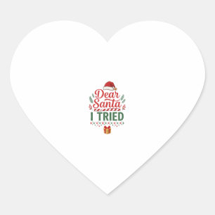 Dear Santa Tried Christmas Hat Present Box Heart Sticker