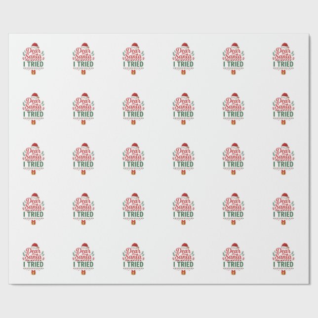 Dear Santa Tried Christmas Hat Present Box Wrapping Paper (Flat)