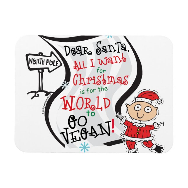 Dear Santa Vegan Wish Magnet (Horizontal)