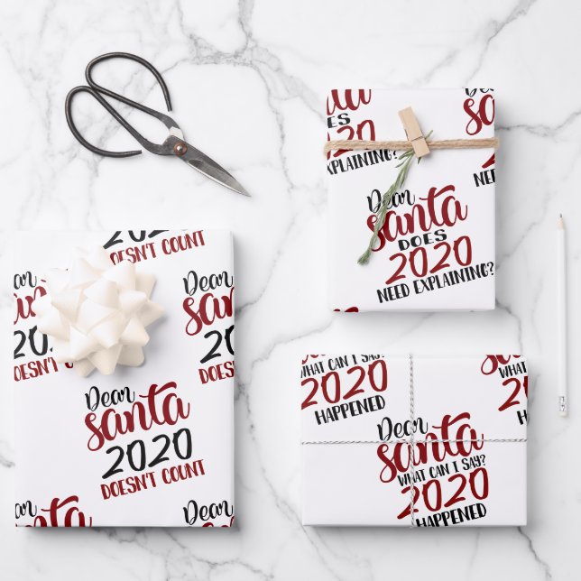 Dear Santa | We Can Just Blame 2020 Quote Bundle Wrapping Paper Sheet (Front)