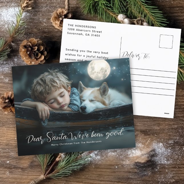 Dear Santa We've Been Good Family Photo  Holiday Postcard (Creator Uploaded)