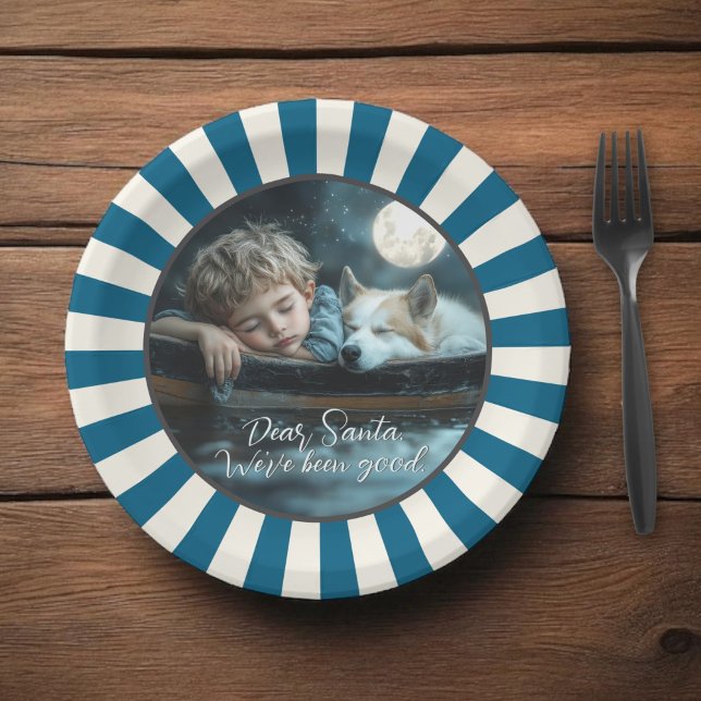 Dear Santa We've Been Good Holiday Photo Paper Plate (Plates available in 7-inch diameter and 9-inch diameter sizes.)